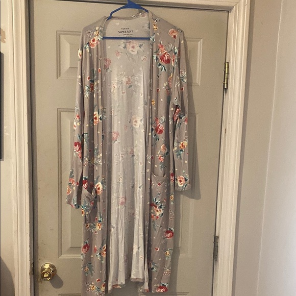 torrid Sweaters - Floral Gray Long Kimono